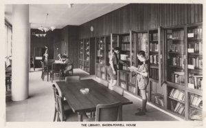 Boy Scouts Library at Baden Powell House London Old Real Photo Postcard