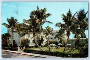 1970 Palm Beach Florida Postcard Carlton Sunrise Avenue Ocean Block Building