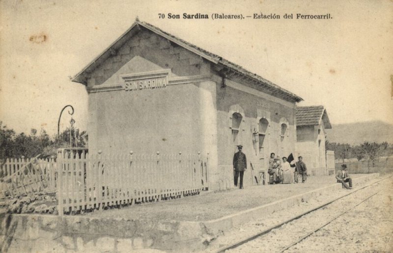 spain, SON SARDINA, Baleares, Estacion Del Ferrocarril, Railway Station (1910s)