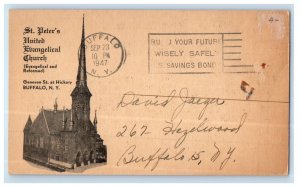 1947 St. Peter's United Evangelical Church Rally Day Sunday School Postcard