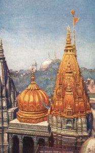 Vintage Postcard Golden Temple Benares Gold Plates Set On Copper Raphael Tuck