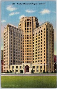 VINTAGE POSTCARD WESLEY MEMORIAL HOSPITAL LOCATED IN CHICAGO ILLINOIS 1940s