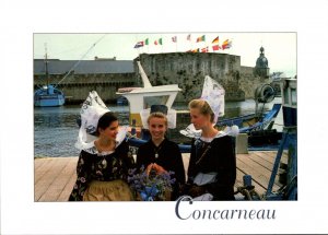 France Concarneau Young Girls Wearing Traditional Costumes
