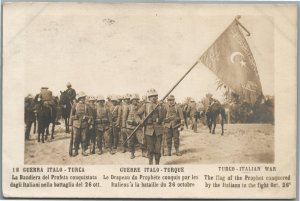 TURCO ITALIAN WAR CONQUERED FLAG OF PROPHET ANTIQUE REAL PHOTO POSTCARD RPPC