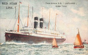 RED STAR LINE SS LAPLAND SHIP ENGLAND PAQUEBOT CANCEL POSTCARD 1926