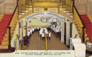 Linen Postcard Mrs. Adkins Cafeteria in Little Rock, Arkansas~129937