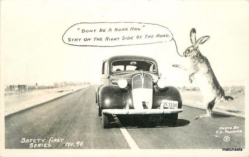 1940s Conard Jack Rabbit Exaggeration auto RPPC Real Photo Kansas 38