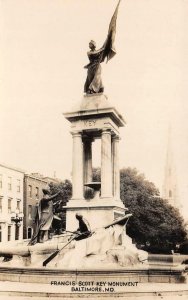 RPPC, Baltimore MD Maryland  FRANCIS SCOTT KEY MONUMENT  Real Photo Postcard