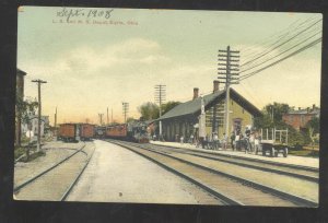 ELYRIA OHIO LS&MS RAILROAD DEPOT TRAIN STATION VINTAGE POSTCARD