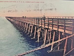 Postcard  Ogden-Lucin Cut-Off, Southern Pacific Railroad,  Salt Lake, UT    X8