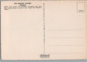Native Coin Divers Nassau Bahamas Continental Chrome Postcard