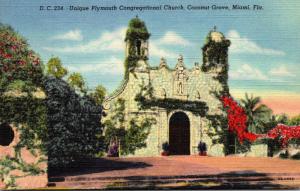 Florida Miami Coconut Grove Plymouth Congregational Church Curteich