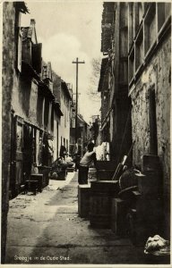 curacao, WILLEMSTAD, Street in Old Town Section (1930s) Sluyter RPPC Postcard