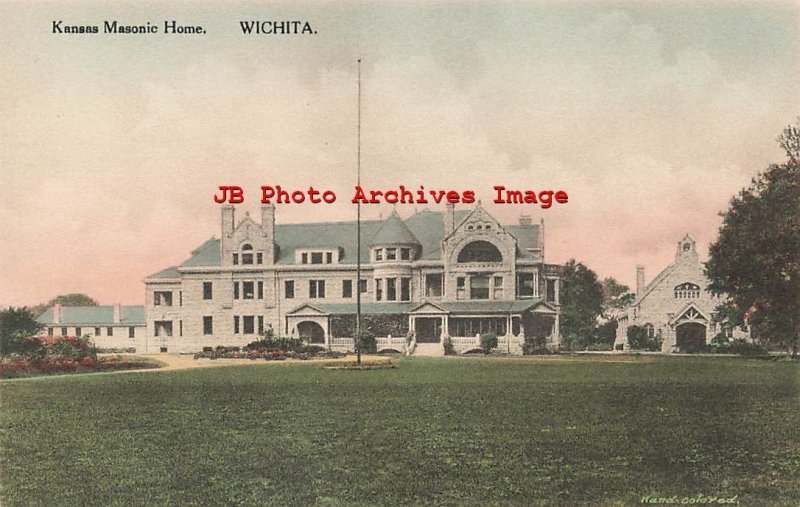 KS, Wichita, Kansas, Masonic Home, Exterior View, Nice Architecture, Albertype