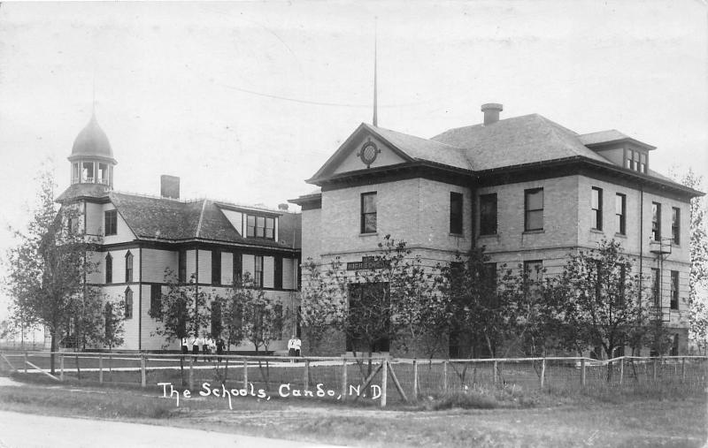 Cando North Dakota~The Schools~Girls by High School~Boys on Other Side~'30s RPPC