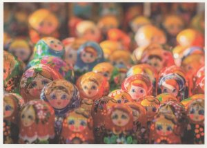 Kaleidoscope Of Toy Russian Dolls German Postcard