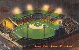 Boston Massachusetts Braves Field Baseball Stadium at Night Postcard AA35885
