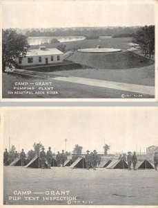 2~1917 Postcards Rockford IL Illinois  CAMP GRANT  Pumping Plant~Tent Inspection