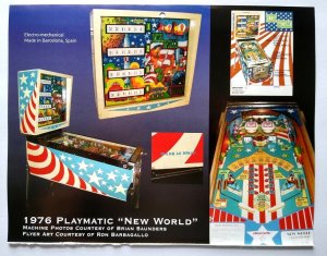 New World Pinball Machine Art Collage Ready To Frame Artwork Retro Patriotic