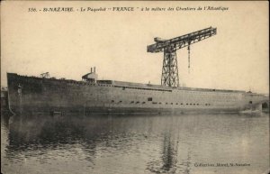 WWI French Navy St Nazaire Le Paquebot France Crane Rigging Vintage Postcard