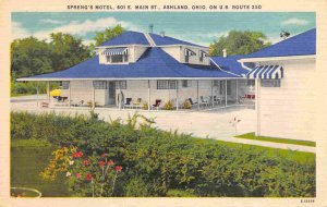 Spreng's Motel US Route 250 Ashland Ohio linen postcard