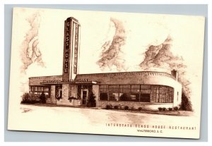 Vintage 1930's Postcard Interstate Glass House Restaurant Waterboro SC