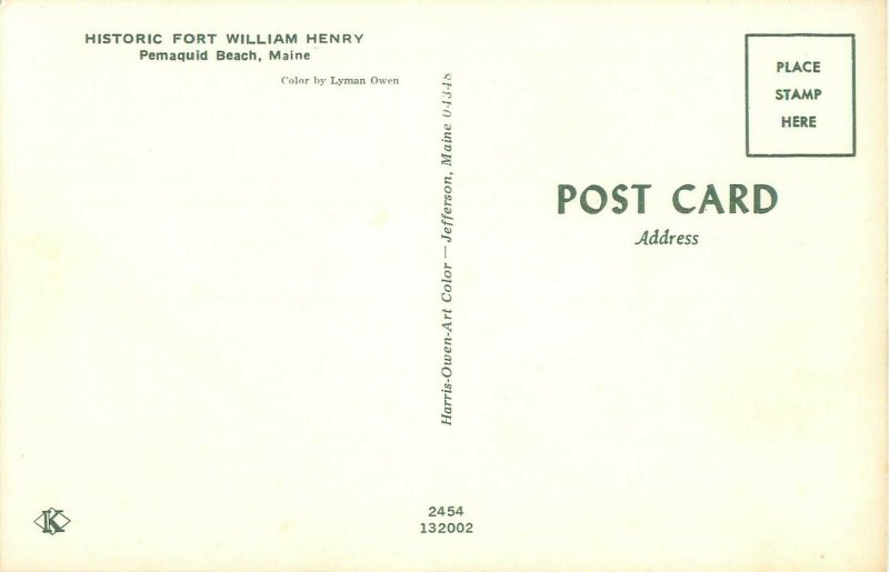 Historic Fort William Henry Pemaquid Beach, Maine ME Vintage Postcard