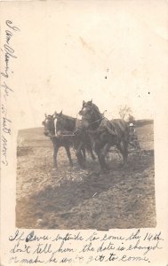 J35/ Wabash Indiana RPPC Postcard c1910 Occupational Farmer Plow 105