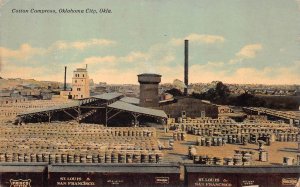 COTTON COMPRESS OKLAHOMA CITY OKLAHOMA TRAIN ST. LOUIS TO SF POSTCARD (c.1910)