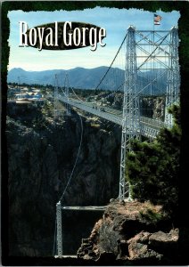 VINTAGE CONTINENTAL SIZE POSTCARD WORLD'S HIGHEST SUSPENSION BRIDGE ROYAL GORGE