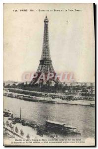 Postcard Old Paris VII Banks of the Seine and the Eiffel Tower