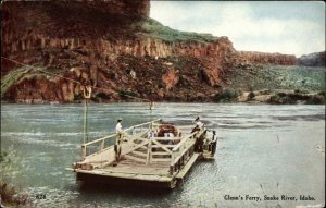 Glenns Ferry Idaho ID Boat River Cars 1900s-10s Postcard