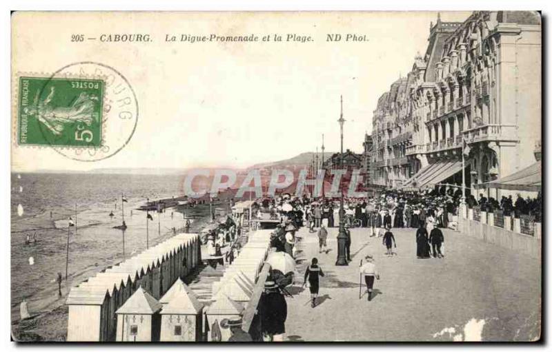 Cabourg Old Postcard The walk promenade and the beach