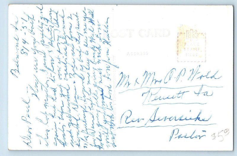 Belmond Iowa IA Postcard RPPC Photo Trinity Lutheran Church c1940's Vintage