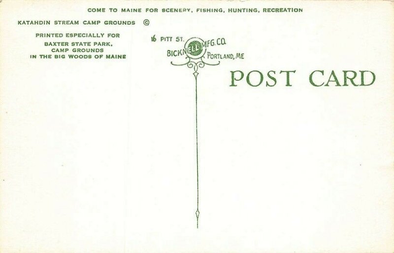 Katahdin ME Stream Camp Grounds Baxter State Park Real Photo Postcard