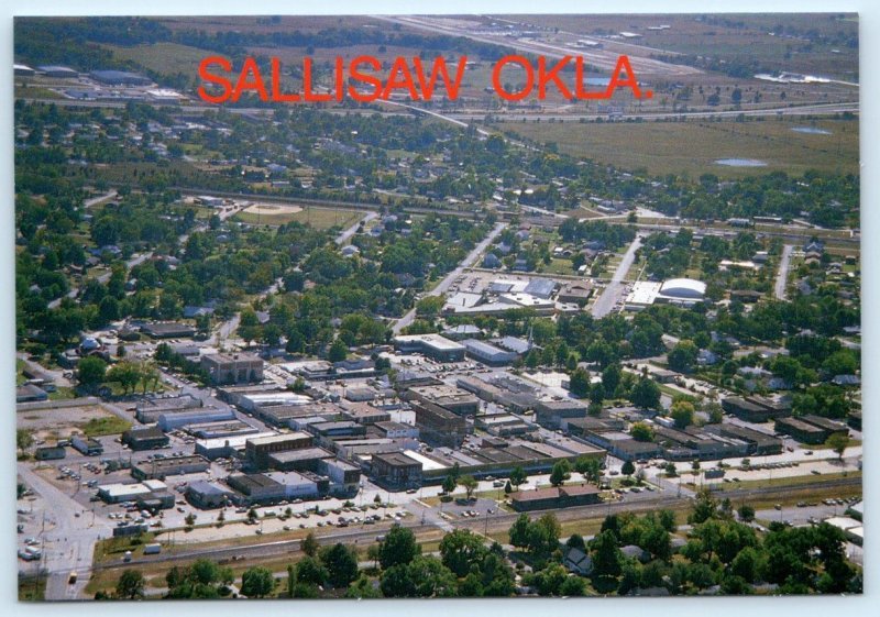 SALLISAW, Oklahoma OK ~ Aerial View SEQUOYAH COUNTY 4x6 Postcard