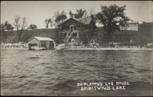 Spiritwood Lake ND Dr. Platou's Log House c1910 Real Photo Postcard