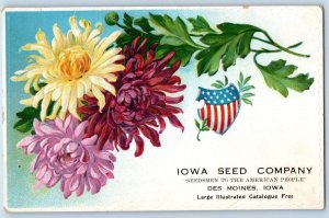 c1920's Iowa Seed Company Des Moines Iowa Embossed Advertising Vintage Postcard