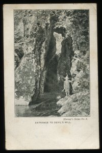 Entrance to Devil's Mill, Cumbria, England. Vintage postcard circa 1907