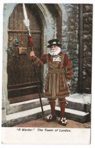A Warder Guard Tower of London UK 1910c postcard