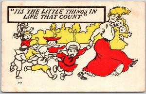 It's The Little Things In Life That Count Children Running Comic Postcard