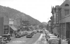 RPPC MINER STREET IDAHO SPRINGS COLORADO PLACER INN CARS REAL PHOTO POSTCARD