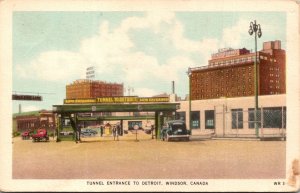 VINTAGE POSTCARD TUNNEL ENTRANCE TO DETROIT FROM WINDSOR ONTARIO CANADA c. 1940