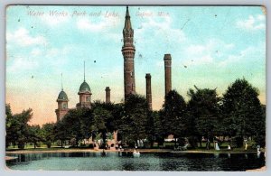 Lake In Waterworks Park Detroit Michigan, Antique 1908 Postcard, Local Publisher