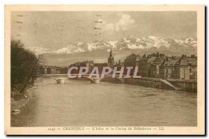 Old postcard Grenoble Isere and Belledonne