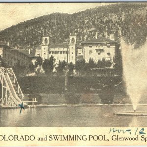 1907 Glenwood Springs, CO Hotel Swimming Pool Litho Photo PCard Denver RPO A137