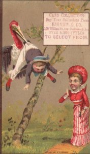 1880s-90s Barnum & Co. Card Collector's Bird Holding Boy by Pants Trade Card