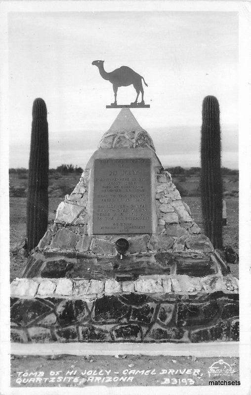 1940s Quarzsite Arizona Tomb Hi Jolly Camel Driver Robert RPPC real photo 8874