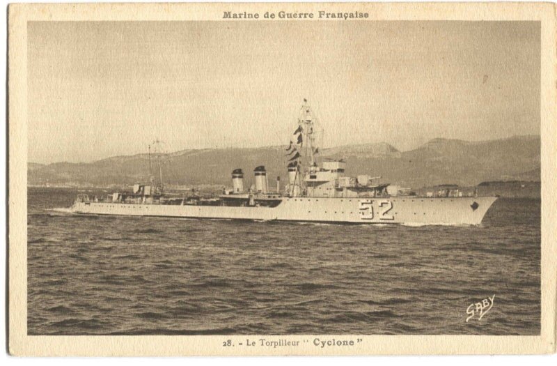 Postcard Ship Le Torpilleur Cyclone