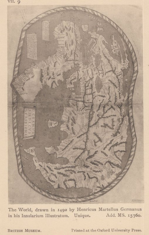World Map in 1492 Insularium Illastrum Antique London Postcard